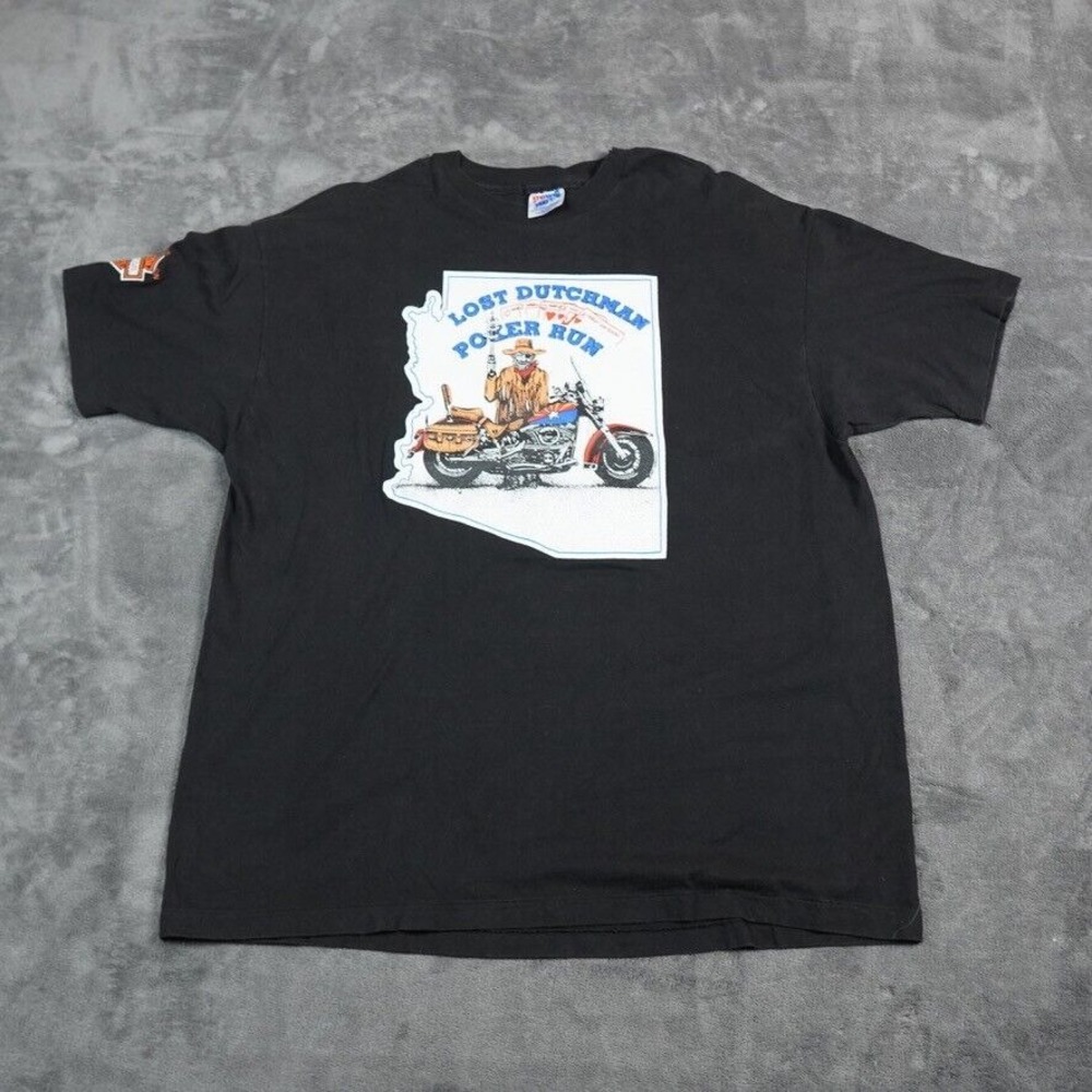 VTG HOG Shirt 2XL Black Lost Dutchman Poker Run Chosa's AZ Single Stitch‎ Hanes